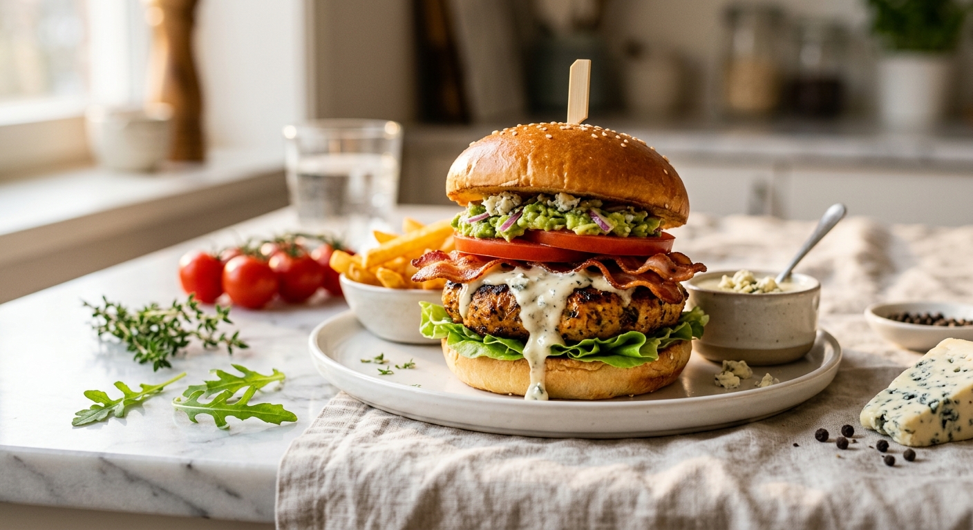 Chicken BLT Burgers with Blue Cheese