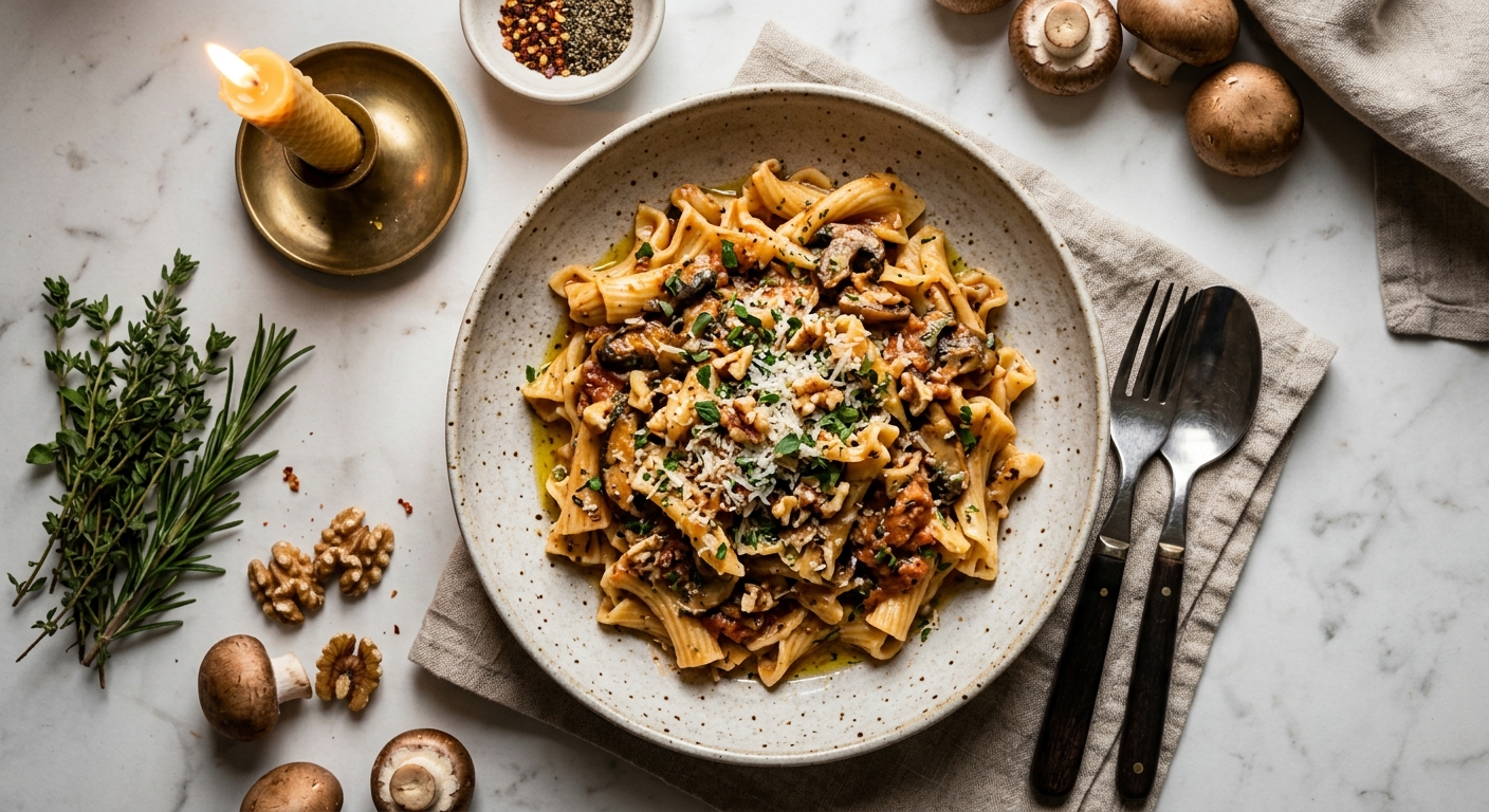 Creamy Gigli with Herbal Mushrooms