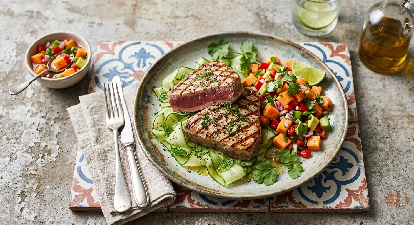 Tuna Steak & Papaya Salsa